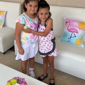 Flamingo Romper for Girls with matching apron